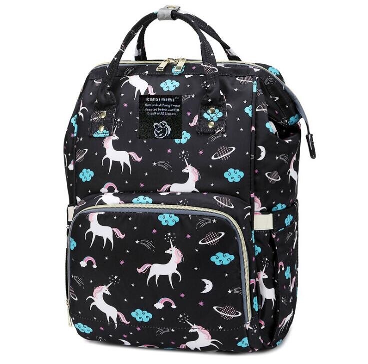 Sacs à langer licorne pour maman | Sacs à couches licorne gris, bleu foncé rose et noir