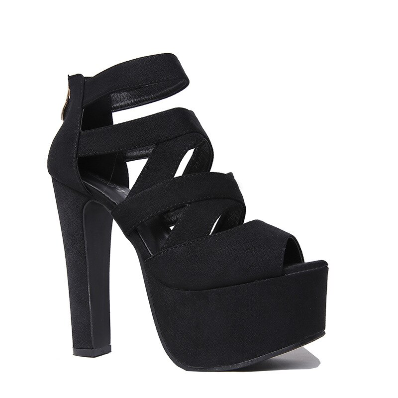STAN SHARK Spring Summer 15CM Thick With Sandals Fish Mouth Shoes High-heeled Hollow Sandals Nightclub High Sandals