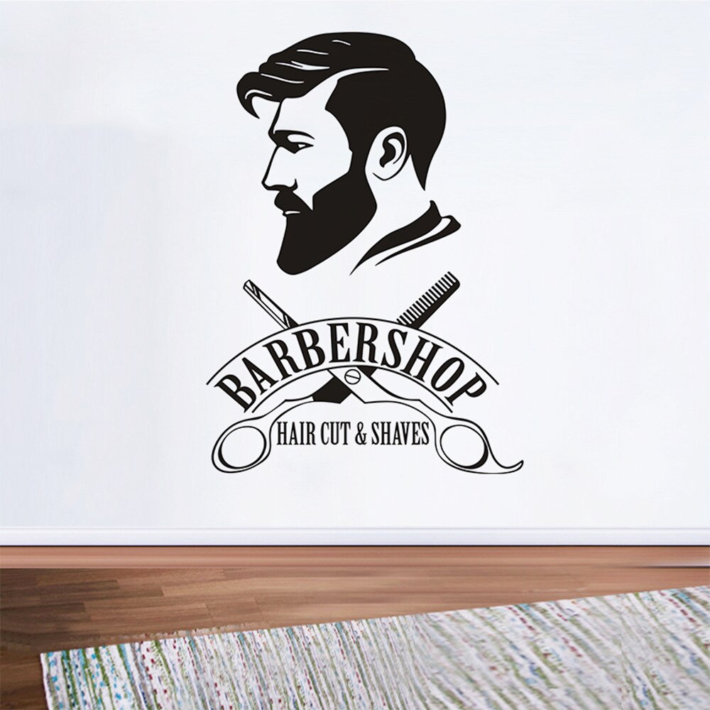 Barbershop Decoratie Salon Muursticker Etalage Muurtattoo Hair Cut Art Mural Salon Muur Papier