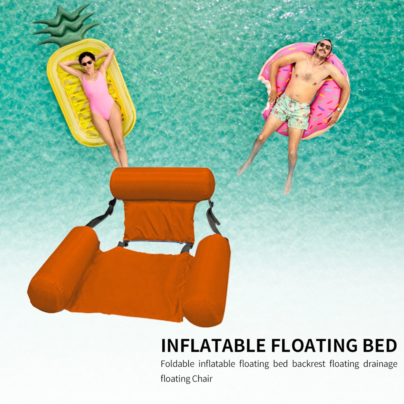 Summer Inflatable Chair Foldable Floating Row PVC Swimming Pool Water Hammock Air Mattresses Bed Beach Water Sport Lounger Chair