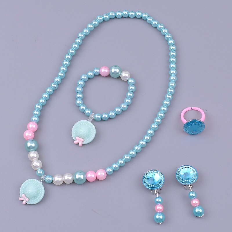 Prinsesse perler halskæde armbånd barn børn smykker til piger baby tilbehør collier choker cosplay legetøj til piger: 6