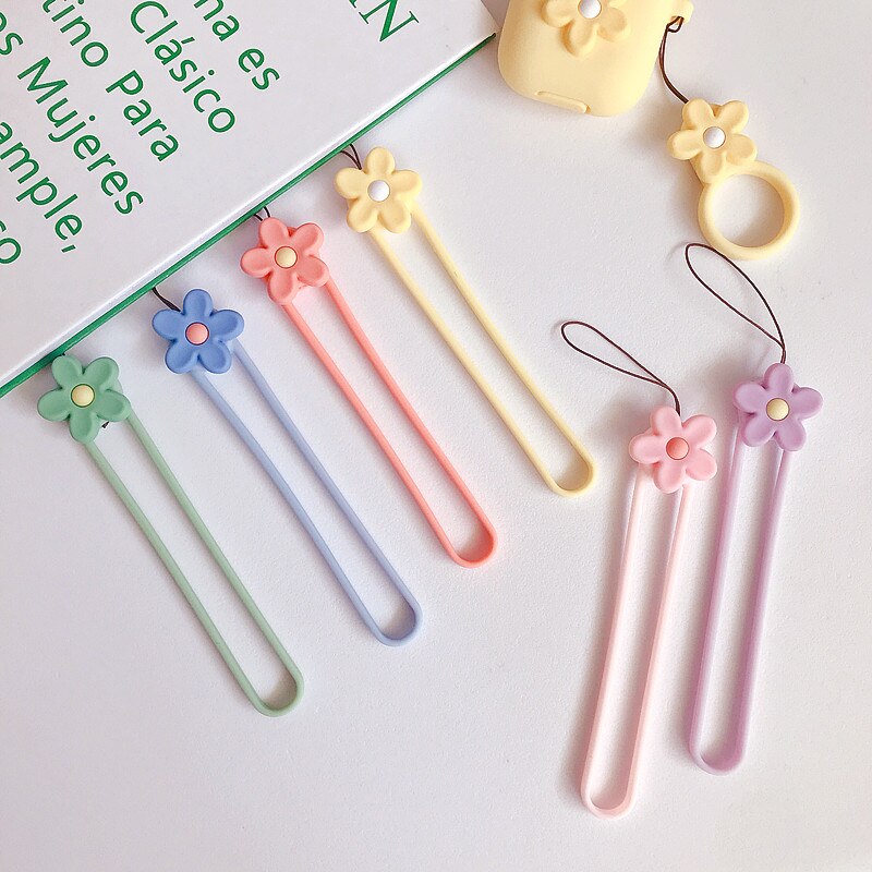 Cute Flower Mobile Phone Straps Rope Cartoon Strap Neck Lanyards Hand Strap For Phone Case Long Rope Lariat For Name Card Chain