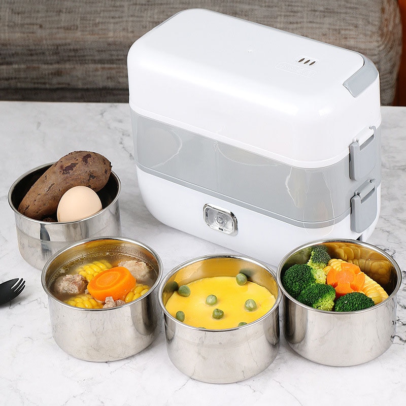 Electric Heating Lunch Box Mini Soup Stew Pot Rice Cooker Ceramic Meal Container Bento Lunchbox Porridge Food Warmer Heater