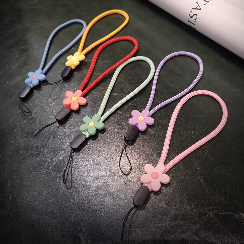 Flower Bracelet Wrist Strap Short Braid Phone Lanyard for iphone 12 13 huawei redmi xiaomi Samsung Camera GoPro String Holders