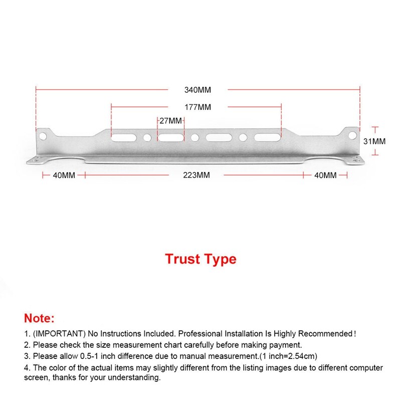 Universal Engine Oil Cooler Mounting Bracket Kit Aluminum Alloy 2mm Thickness Silver 340MM