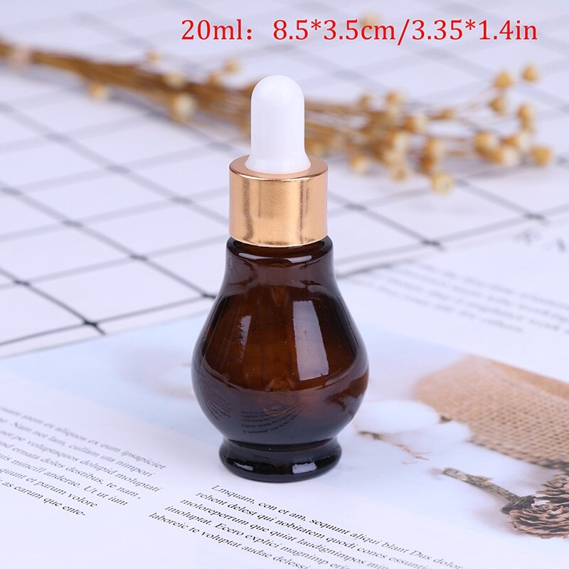 1PC Glass Refillable Container 10/20/30ml Amber Glass Dropper Bottle Essential Oil Perfume Bottles Empty Bottle