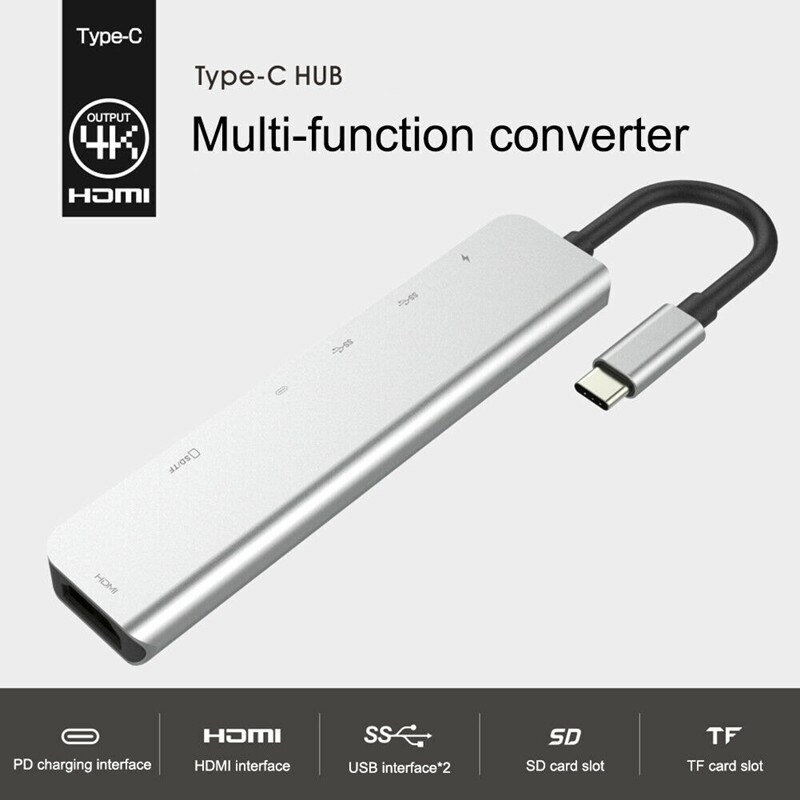 Usb hub typ c till hdmi 4k usb 3.0 thunderbolt 3 dockningsadapter pd laddningskort 8 in 1 hub för macbook pro splitter port typ c hub
