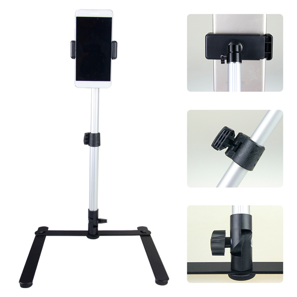 Photography Adjustable Table Top Stand Set Mini Monopod+Phone Clip Fill-In Light Bluetooth Control