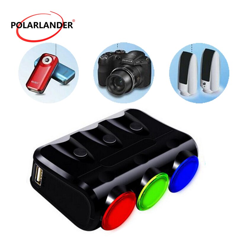 Sigarettenaansteker telefoonlader 3 aansluiting voor iphone splitter digitale lcd-scherm stroomadapter 12-24v voor android