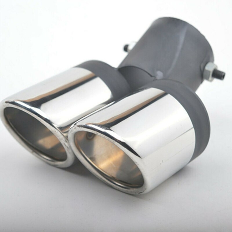 Car Universal 6m Stainless Steel Dual Outlet Exhaust Pipe Muffler Tail Throat Muffler Tip Pipe Grilled Black