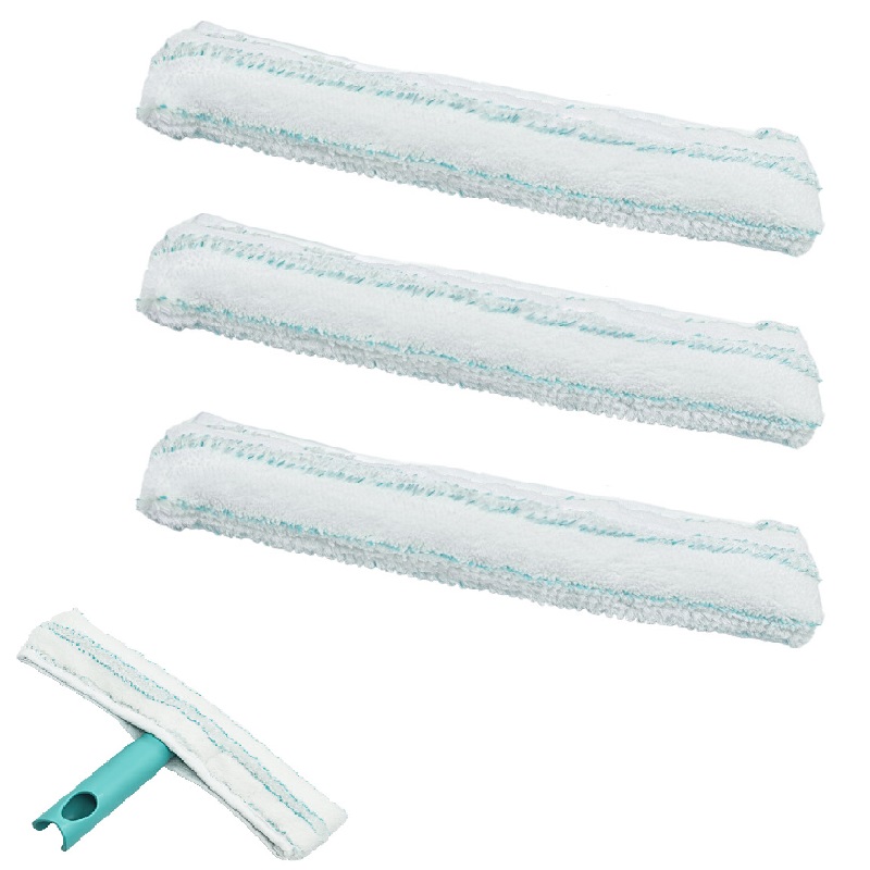 3 stk. udskiftningsfleece til leifheit vinduesskraber og rammerens, mikrofiberpude, tørre og våde vinduesvaskerklude, moppeklude
