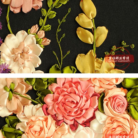 3D Rosa botella de la flor de pintura de bordado de artesanía bordado círculo DIY a mano costura Arte de la pared Decoración