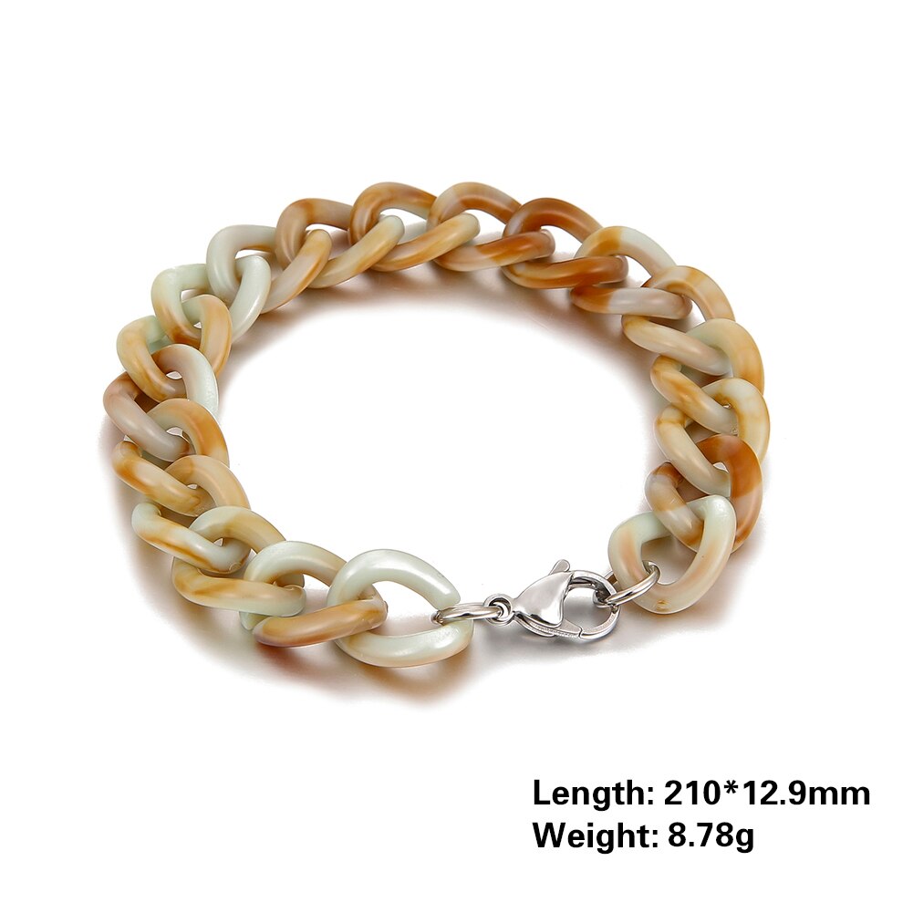 Skyrim 2021 New Bohemian acrilico bracciale moda bianco leggi blu perline catena braccialetti estate Boho gioielli regalo per donne ragazze: Light Brown