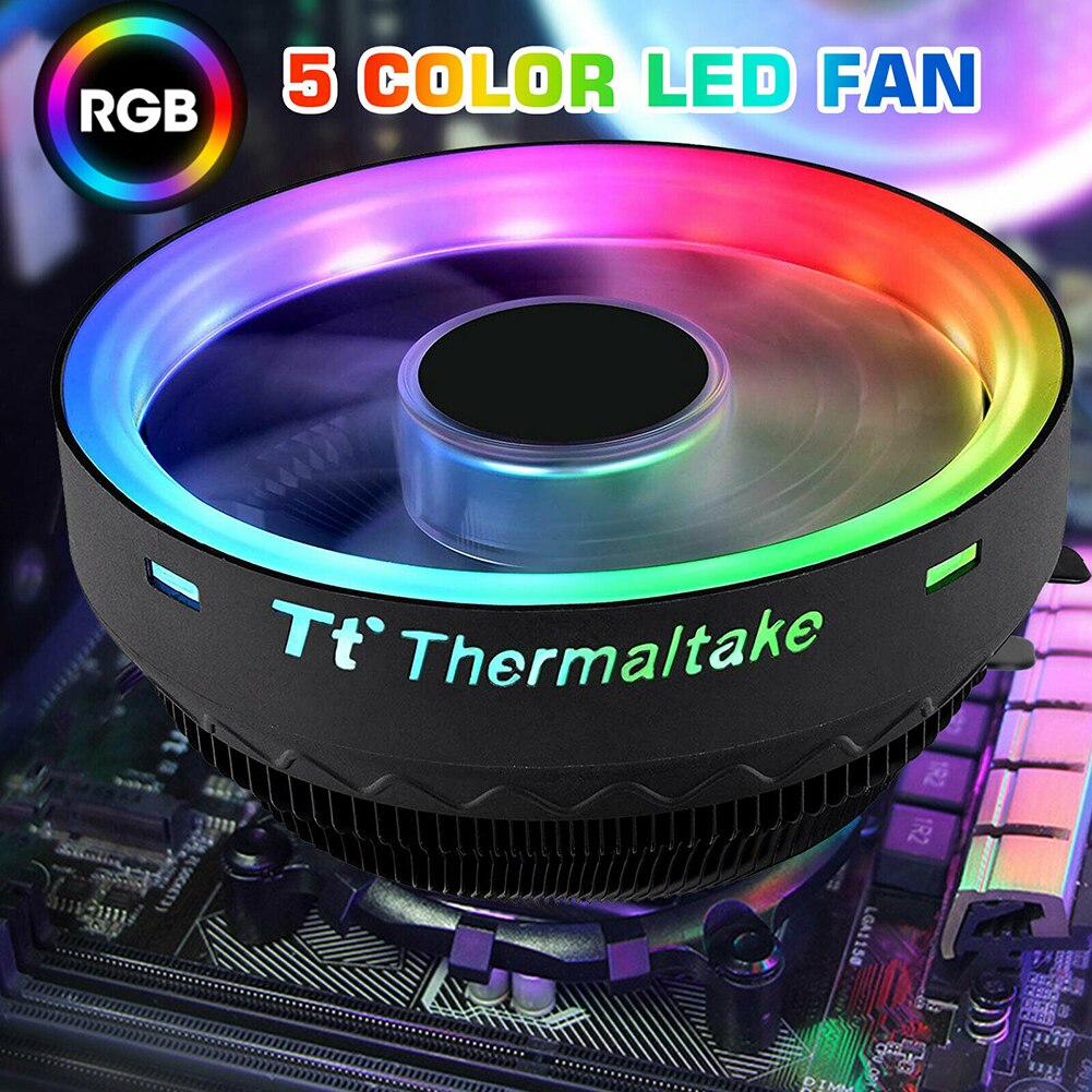 RGB 5-Color LED CPU Cooler Fan Aluminum Heatsink For Intel LGA1156/1155/775/1150 AMD /FM1/FM2/FM2+/AM2/AM2+/AM3+/AM4