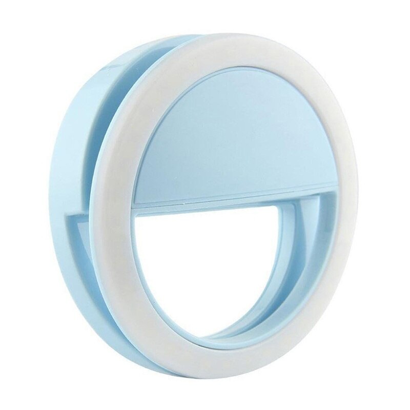 Led Selfie Ring Light Mobile Phone Lens LED Selfie Lamp Ring for IPhone Samsung Xiaomi Huawei Phone Selfie Clip Light Accessoire: Blue