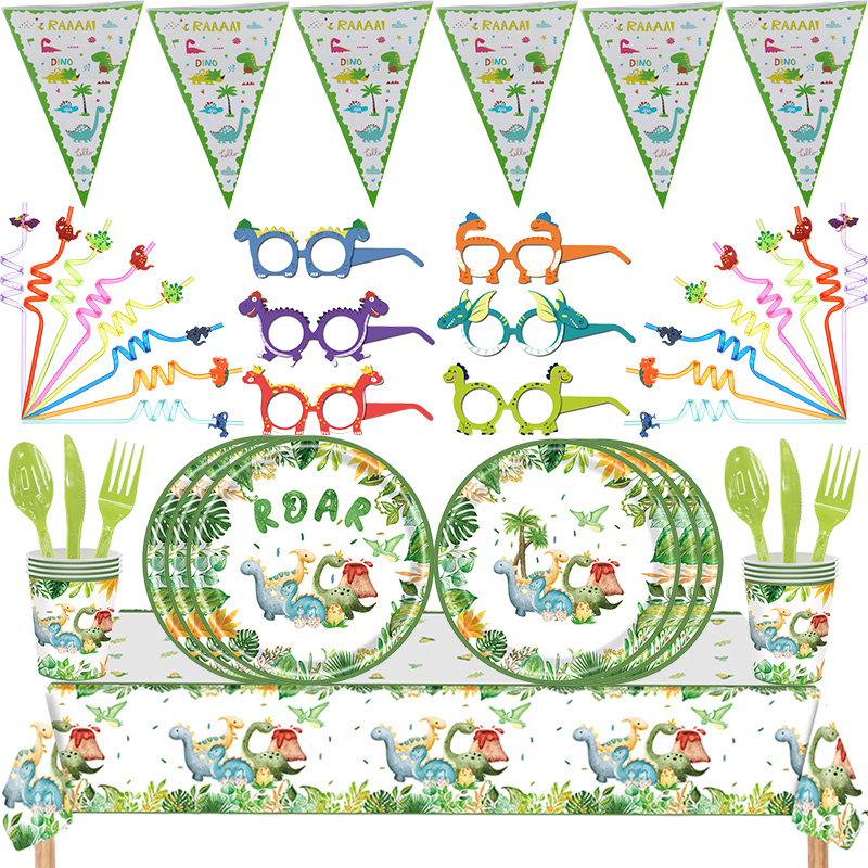 Dinosaurus Verjaardag Decoratie voor Jongen Dinosaurus Thema Servies Borden Kopjes Servetten Tafelkleed Banner Kids Feestartikelen Gunst