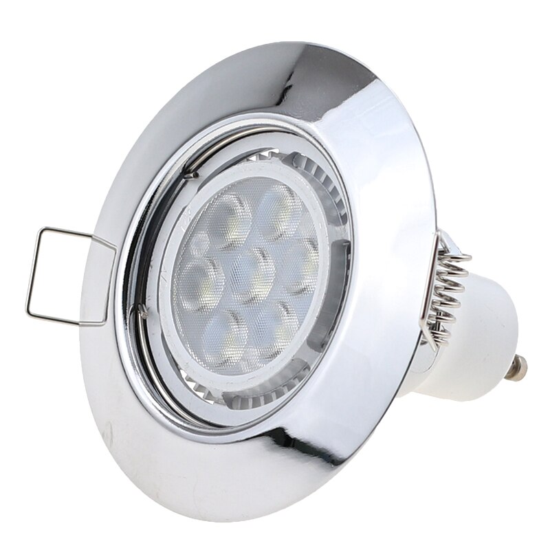 2 stks/partij Ronde Chrome LED Verzonken Plafond Spot Light Frame Voor GU10 MR16 Lamp Armatuur Downlight Houder voor Behuizing