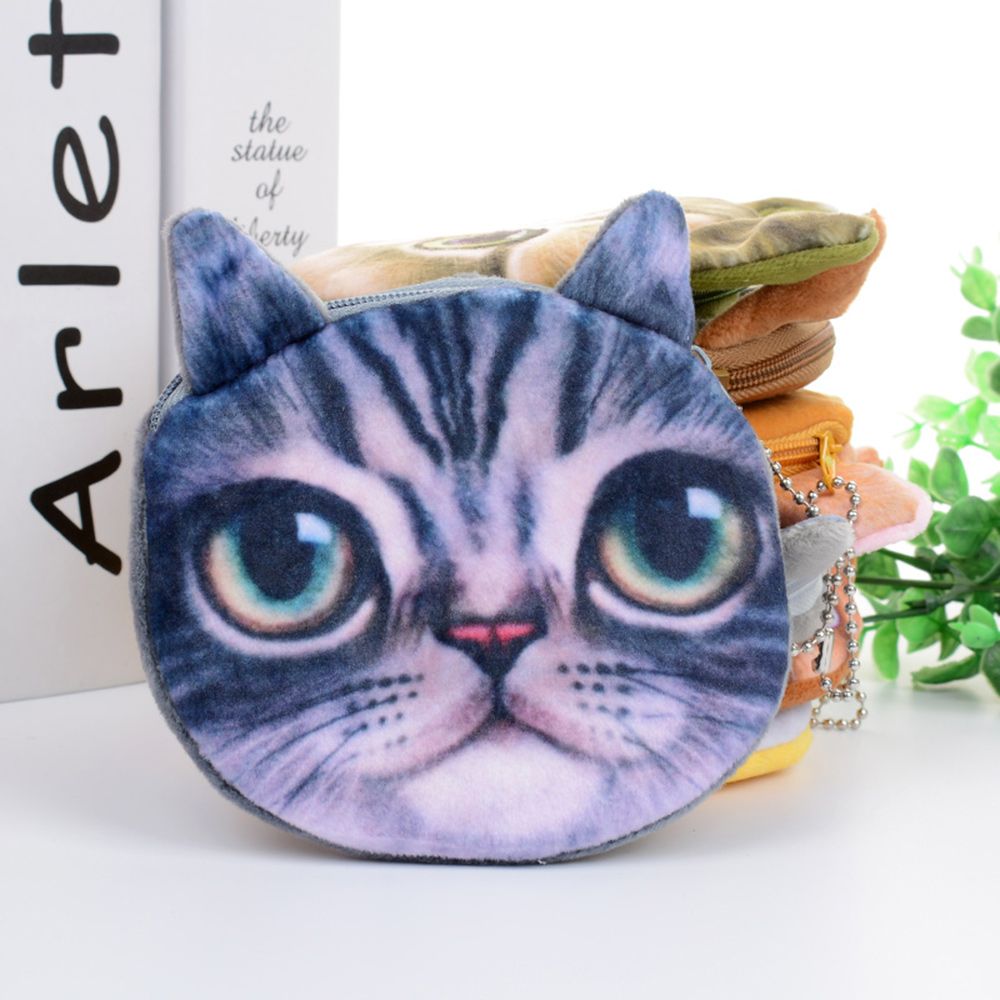 ¡Novedad! Cartera monedero de mujer con estampado 3D de gatos y perros, monedero pequeño y bonito con cremallera: D