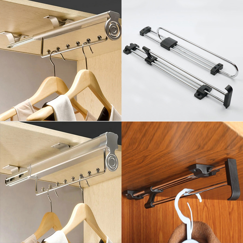 25/30/35/40/45/50cm- top kraftigt udtrækkeligt skab, udtræksstang garderobe bøjlestang håndklæde ideel til skabsorganisator