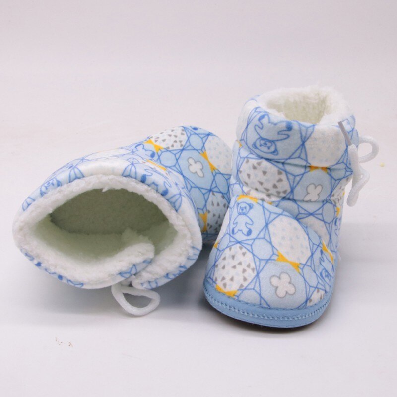 WEIXINBUY bébé chaussures bébé bottes chaussons fille fFloral imprimer épais hiver doux infantile garçon chaussure 0-18M