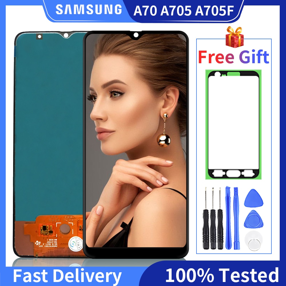 100% testowane dobrze działa LCD robić Samsung galaktyka A70 A705 SM-A705F wyświetlacz LCD ekran dotykowy Digitizer zgromadzenie dla A70 LCD