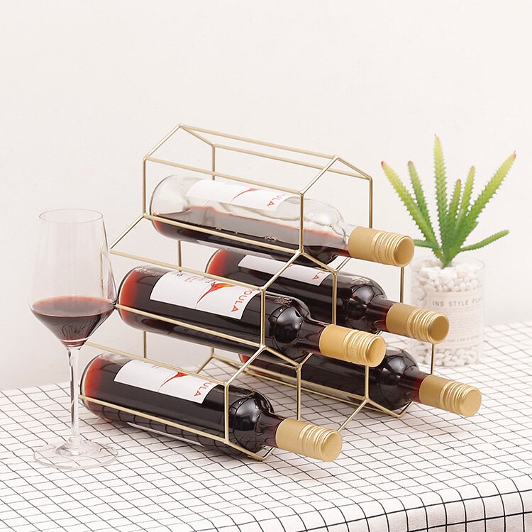 Geometric Wine Rack Metal Simple Household Grape Wine Rack Restaurant Living Room Bar Wine Cabinet Wine Display