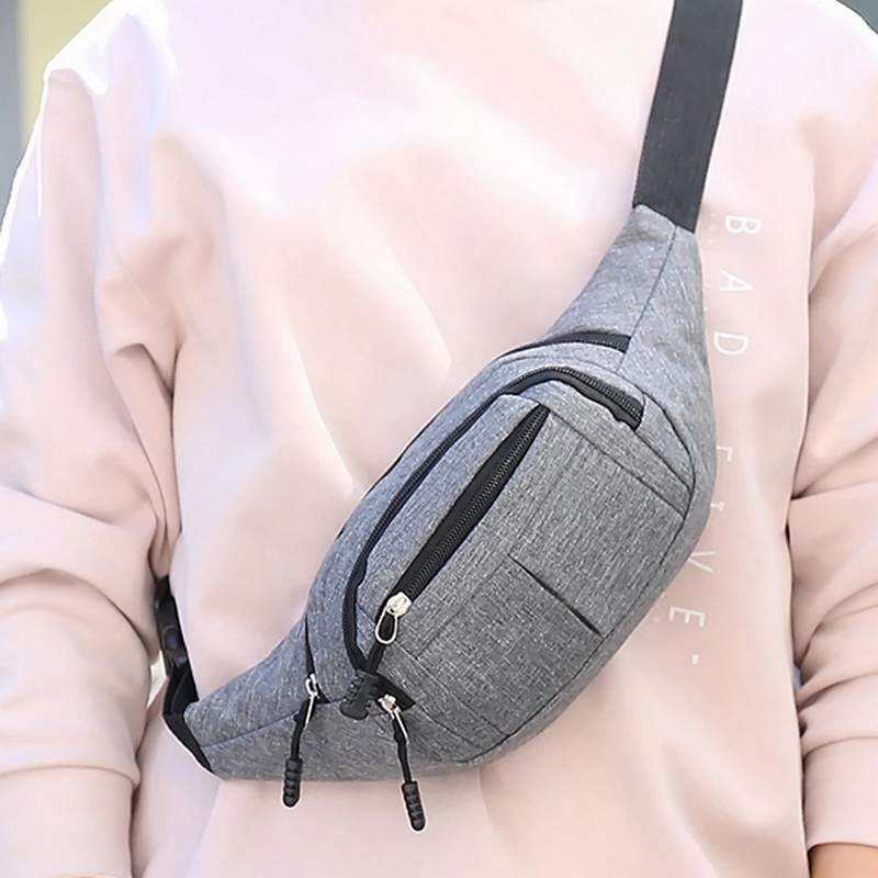 Marsupio da uomo borsa portafoglio da uomo borsa da cintura Casual grande per telefono borsa da donna borsa da viaggio in tela borsa da moto Fanny Banana Hip: C-gray