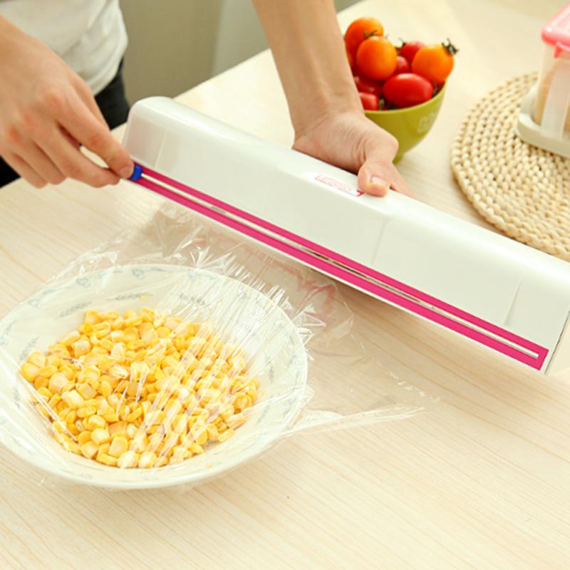 Useful Food Wrap Dispenser / Cutter, Kitchen Tools Film Sheet Transparent Wrap Plastic Dispenser Sharp Cutter Storage Holder