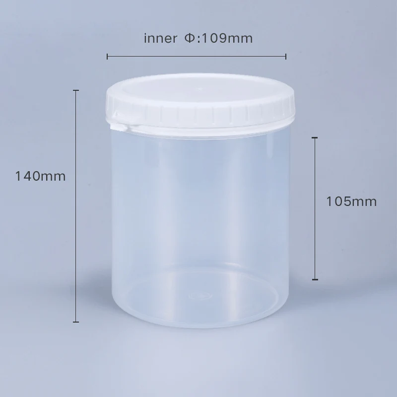 1000ml Wide Mouth plastic jar with inner and outer lid Food Grade HDPE Storage Container Leakproof Food Bottle: clear-C
