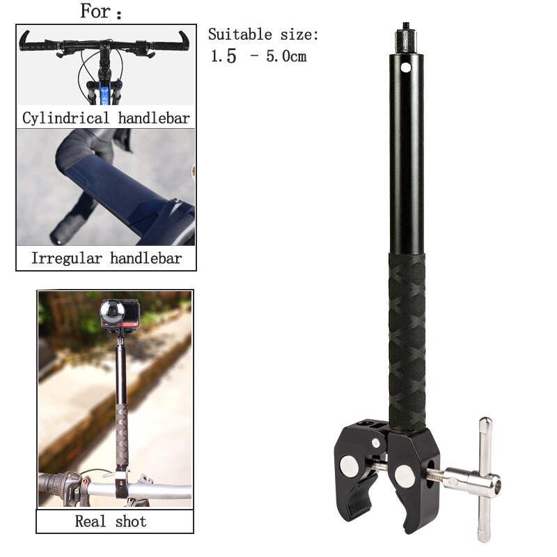Motorcycle Camera Monopod Holder Handlebar Mount Bracket for GoPro &amp; Insta360 One X2 R bicycle Invisible Selfie Stick Accessory