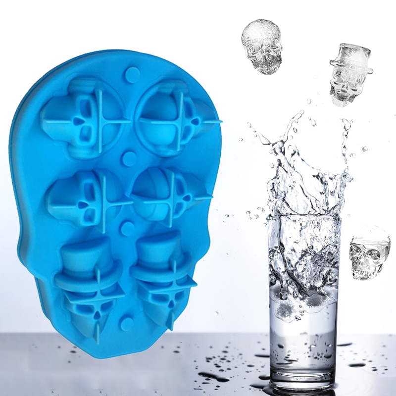 Silicone Ice Mould 3D Skull Shaped Ice Cube Mold For Whiskey Cocktail Stackable Flexible Silicone Ice Cube Tray Ice Cream Tools
