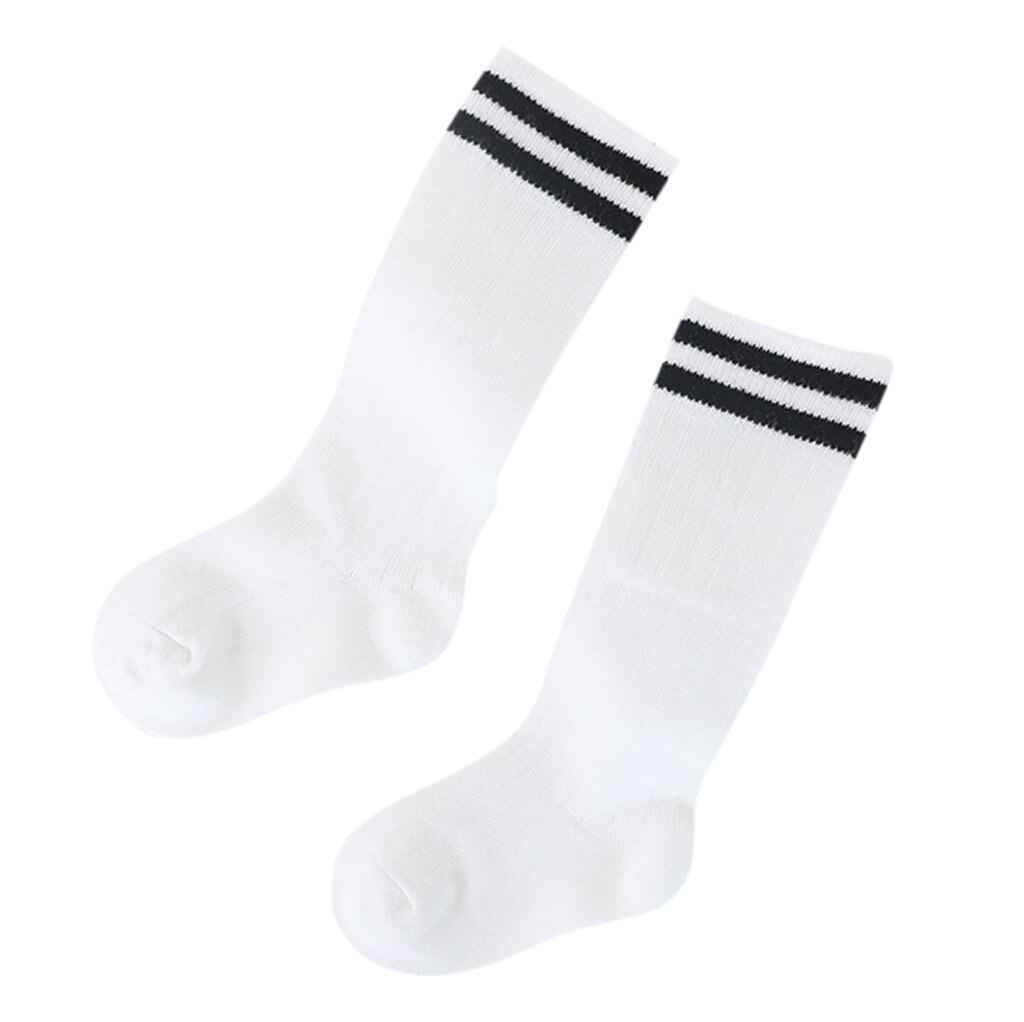 Neue Kinder Kleinkinder Mädchen Gestreiften Knie Hohe Lang Weiche Baumwolle Spitze Baby Socken Kinder: WHITE / 2-4