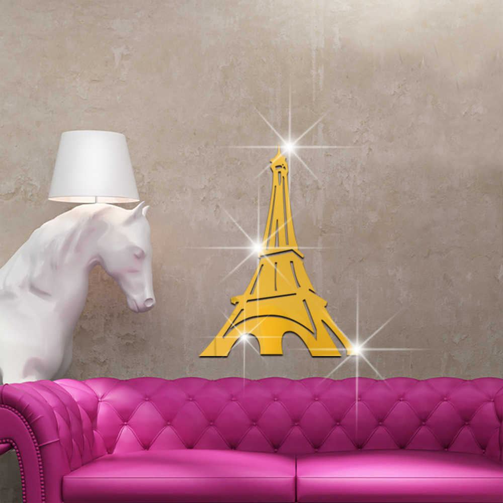 Acryl spiegel diy kunst muurdecoratie stickers woonkamer decor grote 3d toren diy muurschildering achtergrond moderne kantoordecoratie cms 08