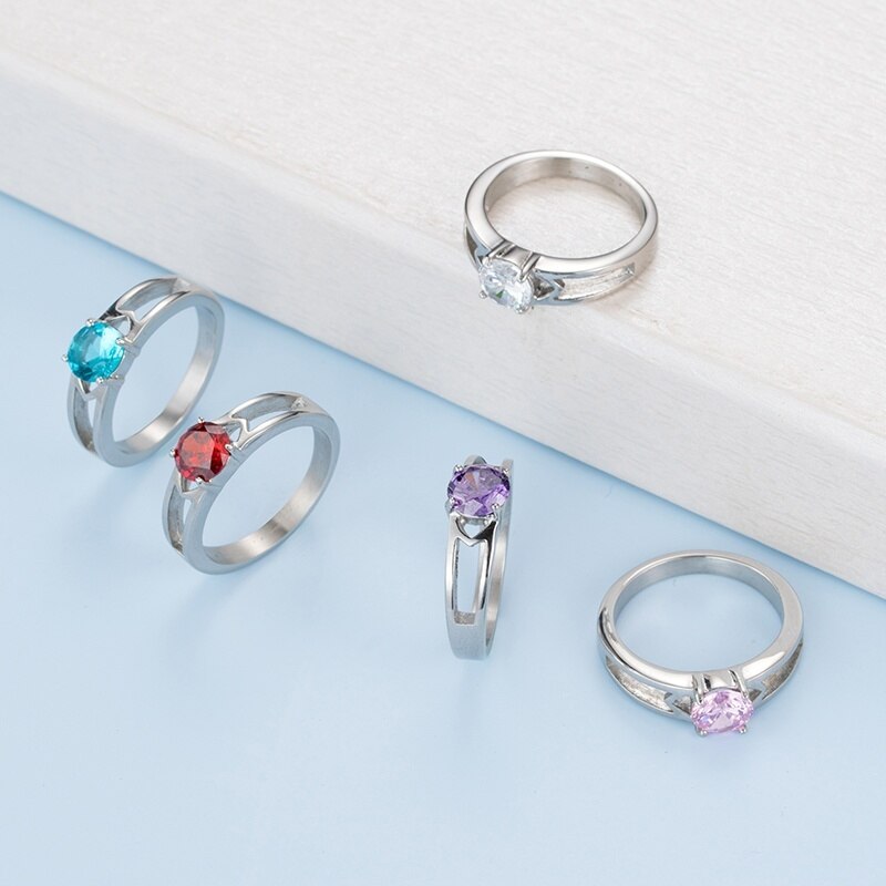Trouwring Dames - Roestvrij Staal Zirkonia - Rond Geslepen - US Maat 6-9 - 3mm Band