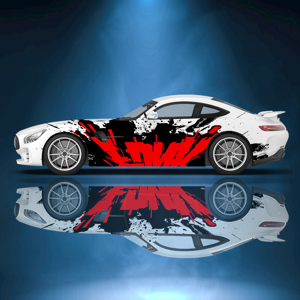 Colorful Splattered Graffiti Line Car Side Sticker Vinyl Self-adhesive Paper Motorsport Paint Decal Suitable for Truck Suv Decor: L / Gold