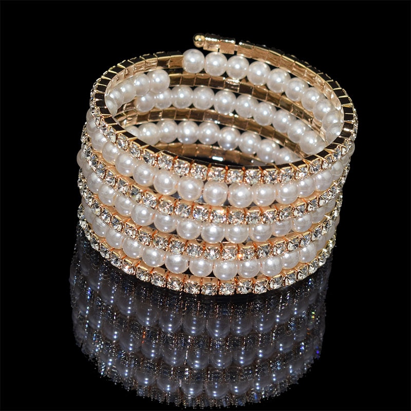 Goud Zilver Plated Rhinestone Bangle Armband Crystal Charm Armband Voor Vrouwen Bruiloft Sieraden Armbanden Voor Meisjes