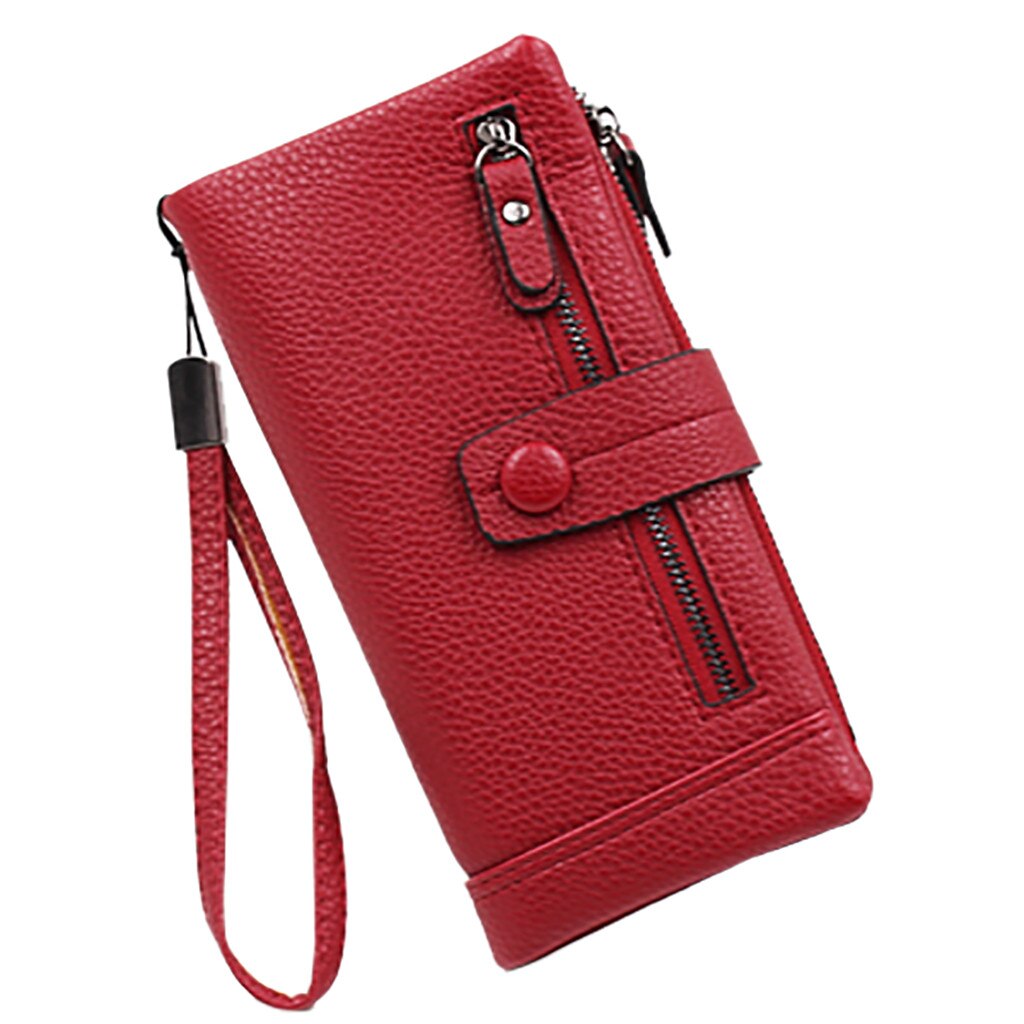 Pu Cuir Femmes Portefeuille À Fermeture Éclair Moraillon Nouvelles Dames Portefeuille Long Portefeuille Téléphone Embrayage Porte-Carte Paquet Sac À Main # G30: Rouge