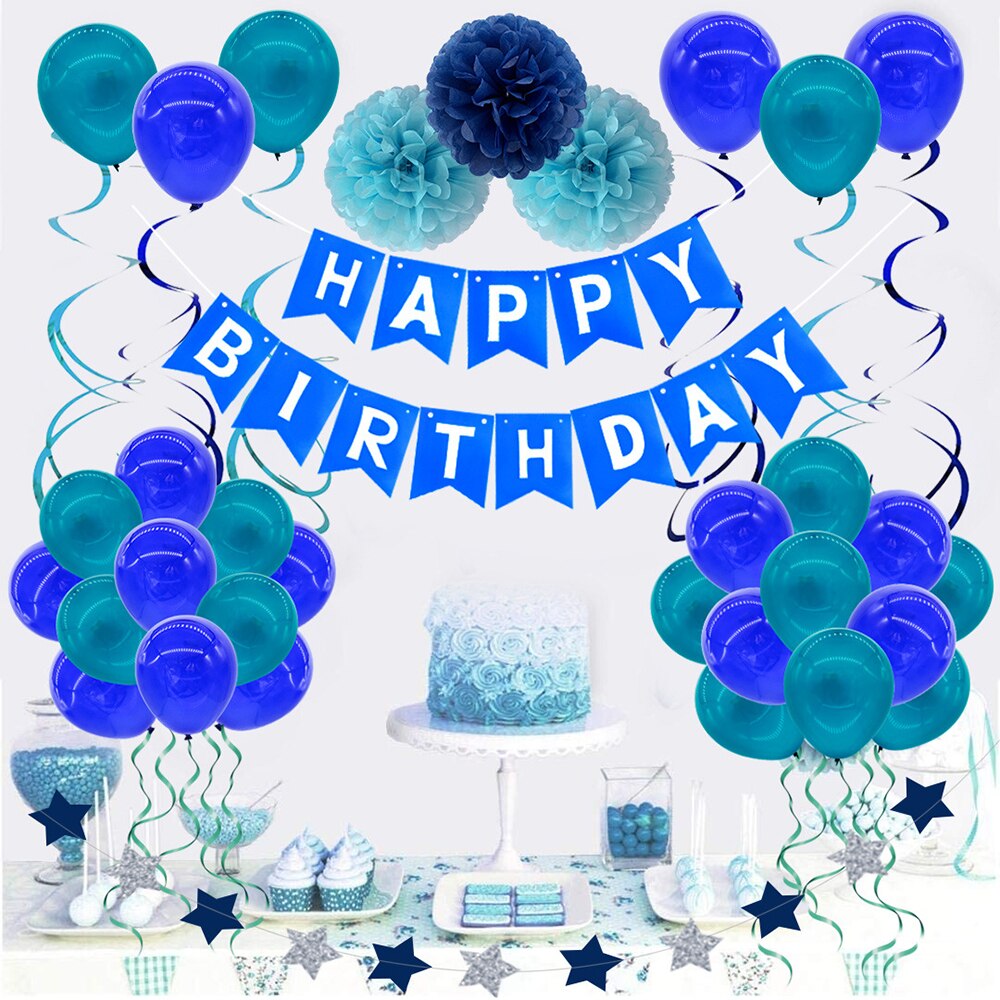 Blue Balloons Air Ballons Deco Birthday Star Foil Baloon Birthday Party Decorations Kids Adults Balls Colored Shaped Balloon