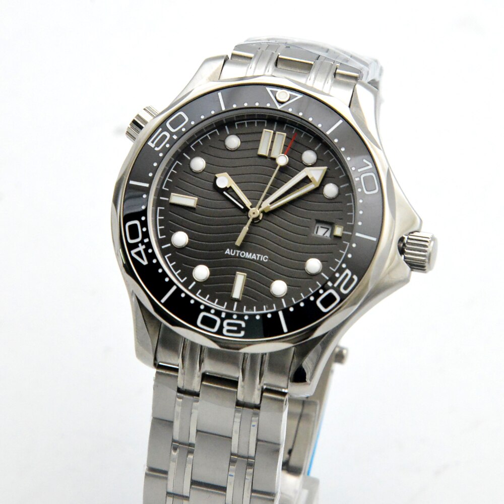 Grijze Oppervlak Steriele Wijzerplaat Hippocampus 300 Serie Automatische Mechanische Horloge Heren Horloge Stalen Band