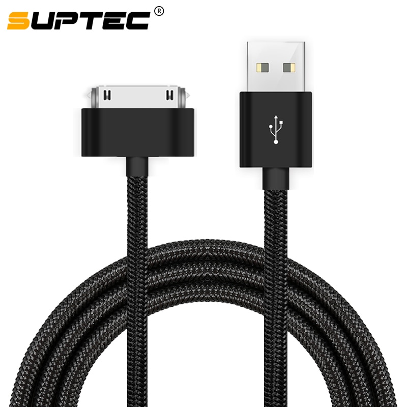 SUPTEC 30 Pin USB Cable for iPhone 4s 4 Metal Plug Nylon Braided Wire Charger Cable Fast Charging Data Sync Cord for iPad 2 2M