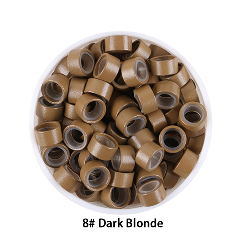 500 Pieces 5.5mm*3.5mm Micro Silicone Rings/Tubes/Beads 8 Colors Optional Hair Extensions Tools Bigger Size Micro Rings: 8 Dark Blonde