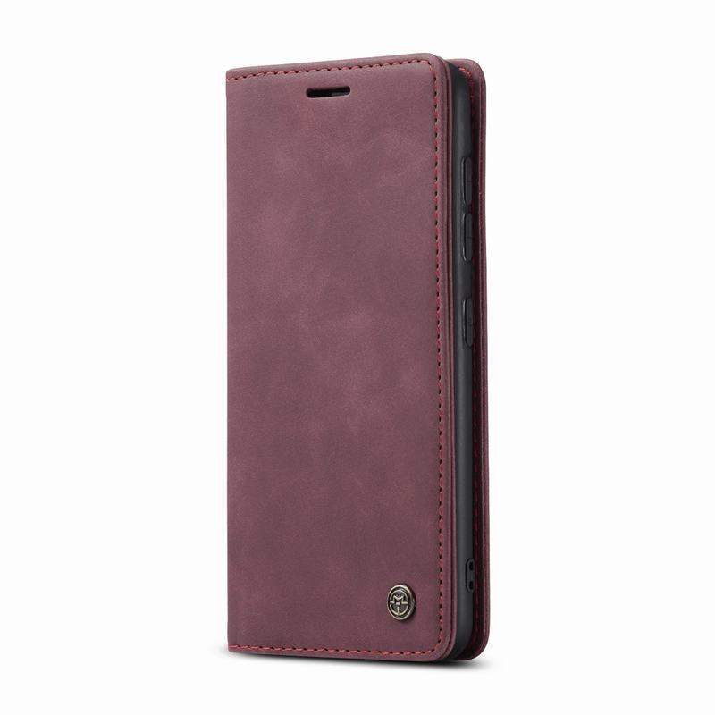 Leer Bumper Case Voor Samsung A12 Magnetische Flip Luxe Multifunctionele Portemonnee Vlakte Telefoon Tas Voor Samsung Galaxy Een 12 5G Coque: Wine red