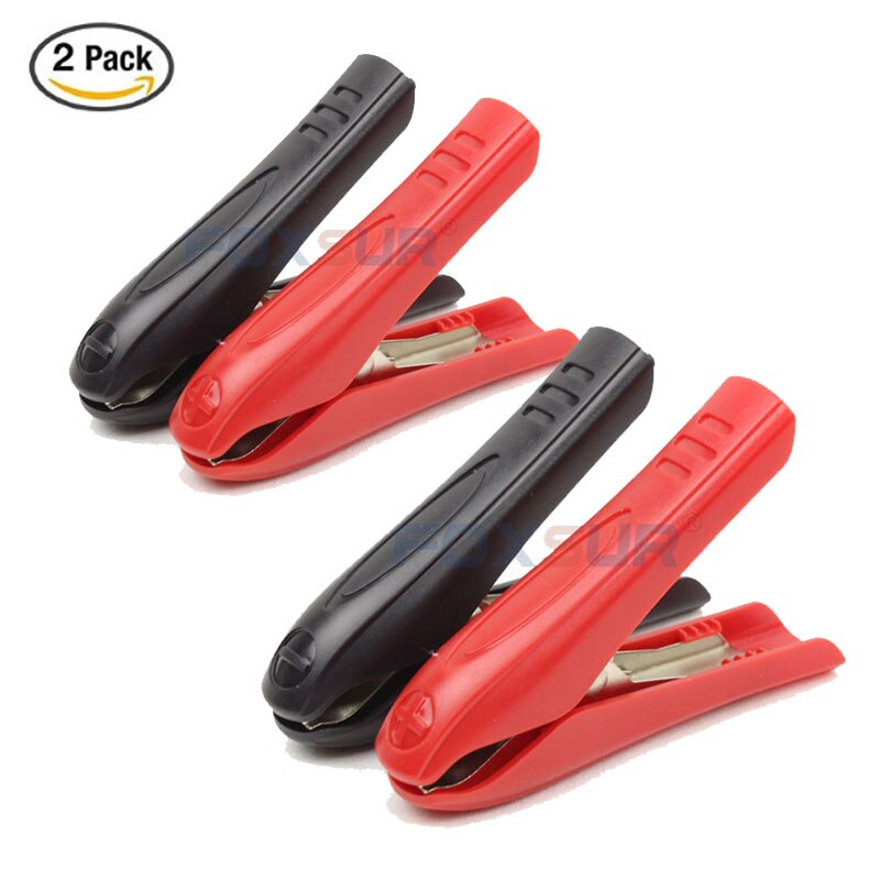 FOXSUR 4PCS 30A Car battery clip, Battery Charger Alligator Clamp Battery Clamp, Test Clamp CONNECTOR, DC Power Supply Clip 85mm