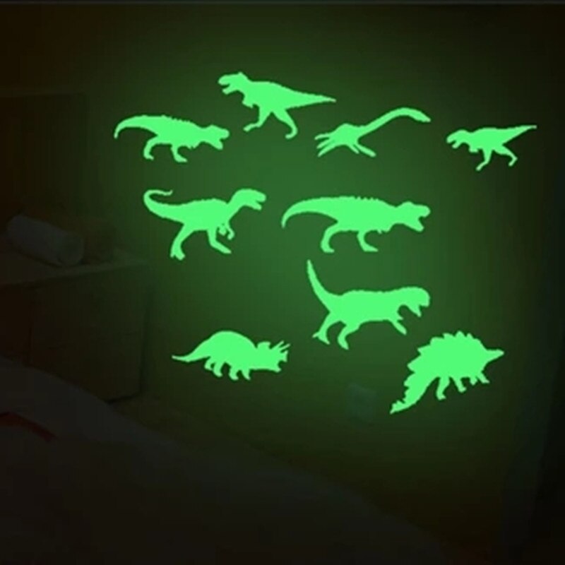 9 stuks / één set glow in the dark dinosaurussen speelgoed voor kinderen stickers plafondstickers voor baby huisdecoratie jongens meisjes