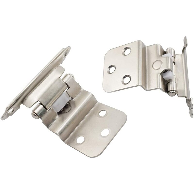 20PCS Mount Self Closing 3/8 inch Inset Cabinet Hinges Nickel Plated Finish Multi-Fold Overlay Cabinet Door Flush Hinges