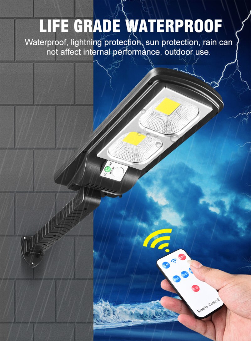 Led Solar Light IP65 Waterdichte Solar Motion Sensor Licht Outdoor Dimbare Straat Lamp Met Afstandsbediening Voor Tuin Decoratie