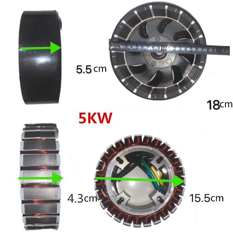 Extensor de rango de vehículo eléctrico, accesorios de generador de gasolina de 3000w5000w, 48V, 60V, 72v, extensor de rango, estator de rotor, 27 niveles, puro co