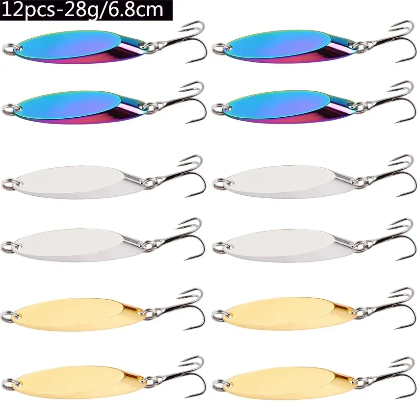 12 pçs 1.5g-60g metal afundando iscas de pesca colher jigging isca artificial duro truta baixo mar isca de pesca de água salgada