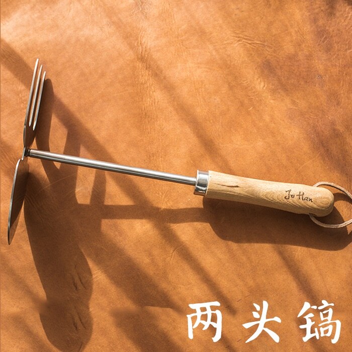 Garden tools stainless steel spade ash handle round spade point three-claw pick pruning shears garden plant tools: G