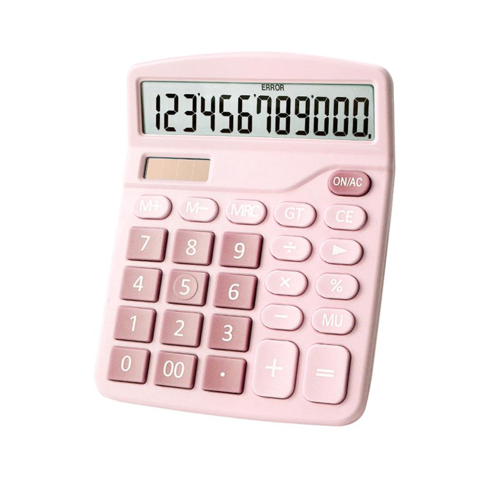 Kleurrijke Rekenmachine 12-Cijferig Display Voor Kantoor Financiën Student Batterij Solar Dual Power Grote Lcd Display Basic Rekenmachine: Pink